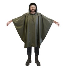 Дождевик-пончо хаки на кнопках многоразовый с ПВХ покрытием и мешком для хранения ГРАНДМАСТЕР, 610882