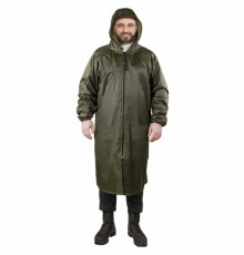 Дождевик-плащ хаки С КАРМАНАМИ многоразовый на молнии, размер 52-54, рост 170-176, ГРАНДМАСТЕР, 610883