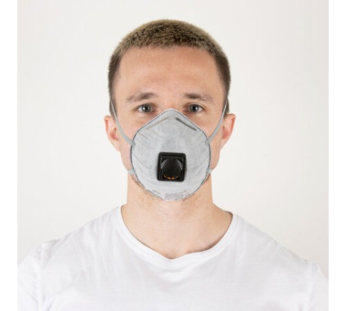 Респиратор с клапаном и угольным фильтром, КОМПЛЕКТ 10 шт., полумаска фильтрующая, формованный, FFP2, JM-8626