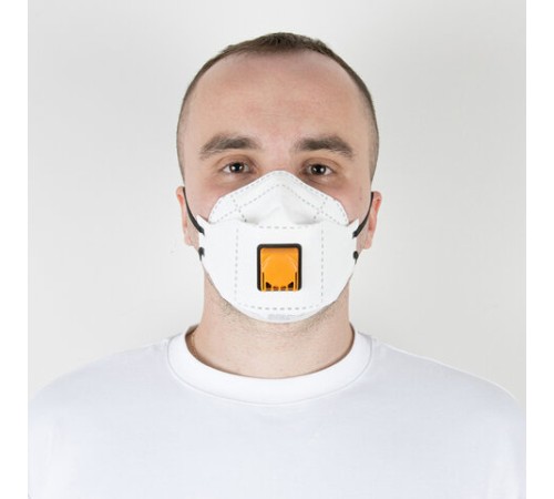 Респиратор (1 шт.) с клапаном, полумаска фильтрующая, трехпанельный складной, FFP2, индивидуальная упаковка, JM-9322