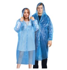 Дождевик-плащ синий на кнопках полиэтиленовый, универсальный размер 120x80 см, SHAMAANI (ШАМААНИ), 610929