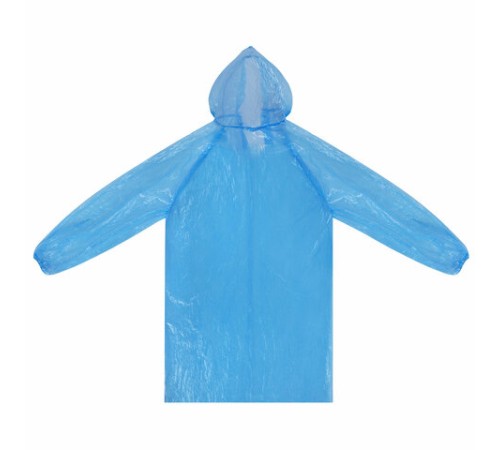 Дождевик-плащ синий на кнопках полиэтиленовый, универсальный размер 120x80 см, SHAMAANI (ШАМААНИ), 610929