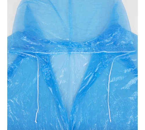 Дождевик-плащ синий на кнопках полиэтиленовый, универсальный размер 120x80 см, SHAMAANI (ШАМААНИ), 610929