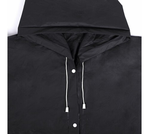 Дождевик плащ черный на кнопках, EVA, многоразовый прочный, чехол в комплекте, универсальный размер, SHAMAANI (ШАМААНИ), 610932