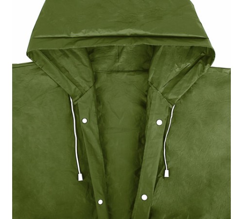 Дождевик плащ зеленый на кнопках, EVA, многоразовый прочный, чехол в комплекте, универсальный размер, SHAMAANI (ШАМААНИ), 610933