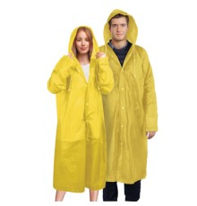 Дождевик плащ желтый на кнопках, EVA, многоразовый прочный, чехол в комплекте, универсальный размер, SHAMAANI (ШАМААНИ), 610934