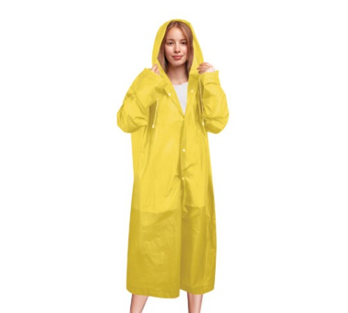 Дождевик плащ желтый на кнопках, EVA, многоразовый прочный, чехол в комплекте, универсальный размер, SHAMAANI (ШАМААНИ), 610934