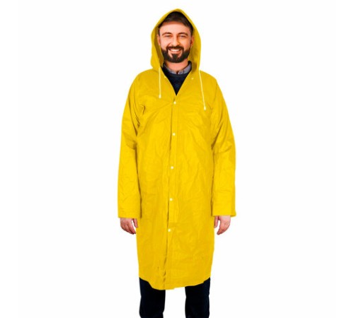 Дождевик плащ желтый на кнопках, EVA, многоразовый прочный, чехол в комплекте, универсальный размер, SHAMAANI (ШАМААНИ), 610934