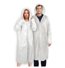 Дождевик-плащ белый на кнопках, EVA, многоразовый прочный, чехол в комплекте, универсальный размер, SHAMAANI (ШАМААНИ), 610935