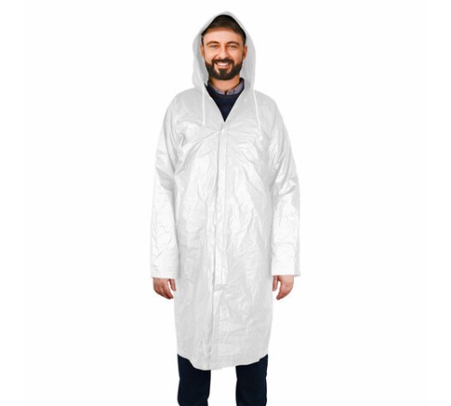 Дождевик-плащ белый на кнопках, EVA, многоразовый прочный, чехол в комплекте, универсальный размер, SHAMAANI (ШАМААНИ), 610935