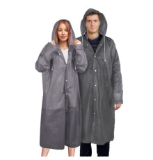 Дождевик плащ серый на кнопках, EVA, многоразовый прочный, чехол в комплекте, универсальный размер, SHAMAANI (ШАМААНИ), 610936
