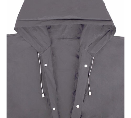 Дождевик плащ серый на кнопках, EVA, многоразовый прочный, чехол в комплекте, универсальный размер, SHAMAANI (ШАМААНИ), 610936