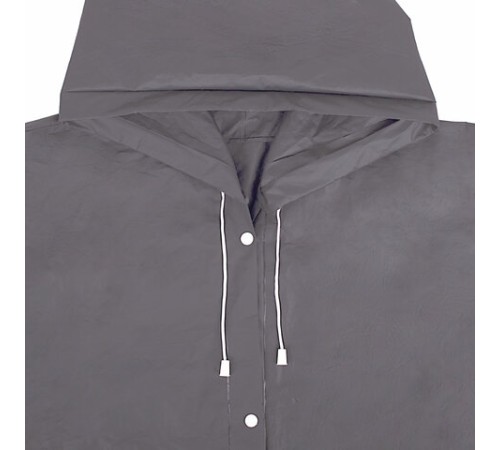 Дождевик плащ серый на кнопках, EVA, многоразовый прочный, чехол в комплекте, универсальный размер, SHAMAANI (ШАМААНИ), 610936