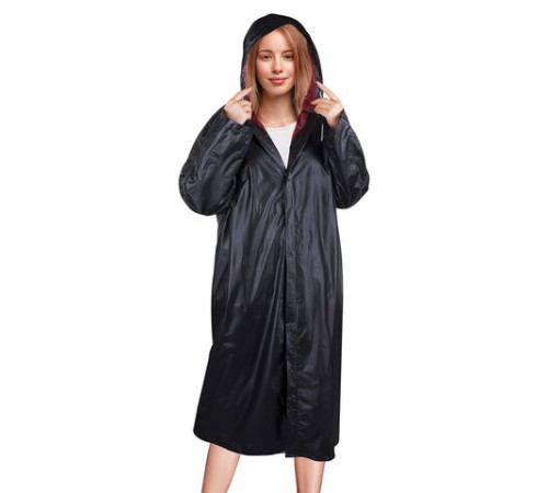 Дождевик-плащ черный на кнопках виниловый сверхпрочный, размер 50-56, рост 170-185, ГРАНДМАСТЕР, 610938