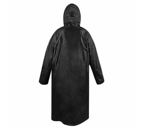 Дождевик-плащ черный на кнопках виниловый сверхпрочный, размер 50-56, рост 170-185, ГРАНДМАСТЕР, 610938