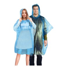 Дождевик-пончо синий полиэтиленовый, универсальный размер, SHAMAANI (ШАМААНИ), 610940