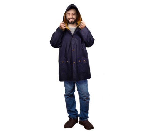 Дождевик-куртка фиолетовая на кнопках С КАРМАНАМИ, виниловая, размер 50-56, рост 170-185, ГРАНДМАСТЕР, 610941