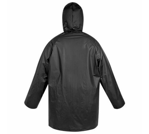 Дождевик-куртка чёрная на кнопках С КАРМАНАМИ, виниловая, размер 50-56, рост 170-185, ГРАНДМАСТЕР, 610942