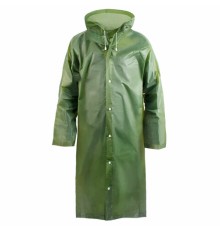 Дождевик-плащ зеленый на кнопках, EVA, многоразовый прочный, универсальный размер, KOMFI, EVA005G