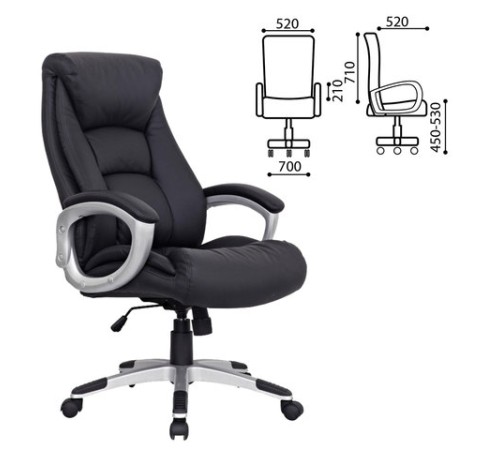 Кресло из натуральной кожи BRABIX "Grand EX-500", черное, 530861