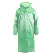 Дождевик-плащ зеленый на кнопках полиэтиленовый, универсальный размер, 118х70 см, KOMFI, DPH003E
