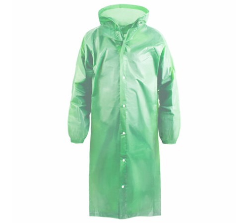 Дождевик-плащ зеленый на кнопках полиэтиленовый, универсальный размер, 118х70 см, KOMFI, DPH003E