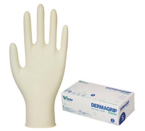 Перчатки латексные смотровые, 50 пар (100 штук), размер 6-7, S (малый), DERMAGRIP Classic, D1501-10