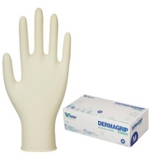 Перчатки латексные смотровые, 50 пар (100 штук), размер 7-8, M (средний), DERMAGRIP Classic, D1502-10