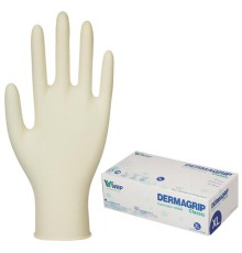 Перчатки латексные смотровые, 50 пар (100 штук), размер 9-10, XL (очень большой), DERMAGRIP Classic, D1504-10