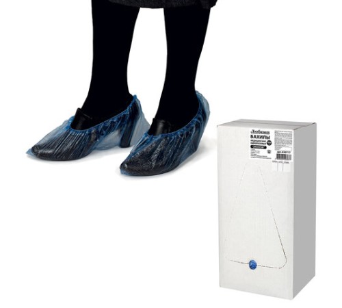 Бахилы КОМПЛЕКТ 2000 шт. (1000 пар) в упаковке, ЭКОНОМ, размер 40х14 см, 1,8 г, ПНД, ЛЮБАША, 630717