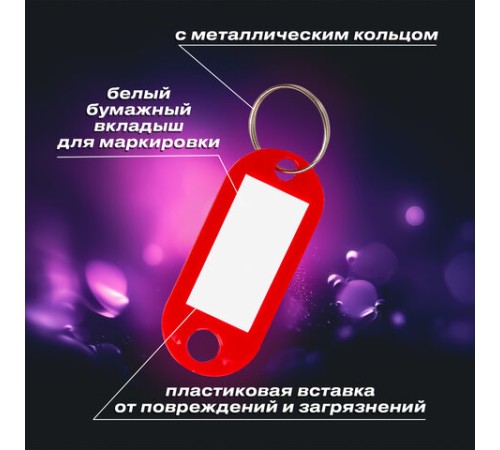 Бирки для ключей КОМПЛЕКТ 12 шт., длина 50 мм, инфо-окно 30х15 мм, АССОРТИ, BRAUBERG, 231151 Бирки для ключей КОМПЛЕКТ 12 шт., длина 50 мм, инфо-окно 30х15 мм, АССОРТИ, BRAUBERG, 231151