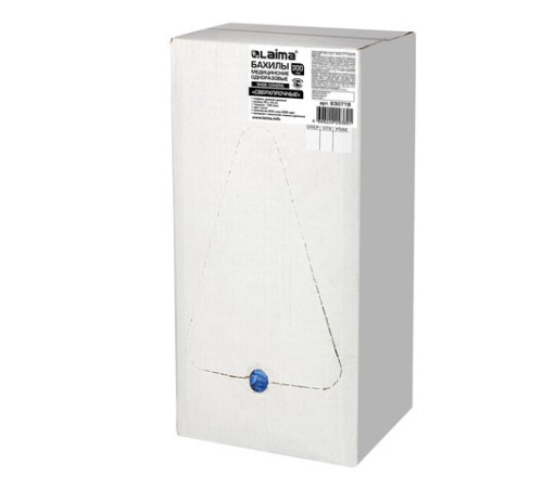 Бахилы КОМПЛЕКТ 600 шт. (300 пар), СВЕРХПРОЧНЫЕ, двойная резинка, 40х14 см, 100 мкм, 10 г, LAIMA, 630719