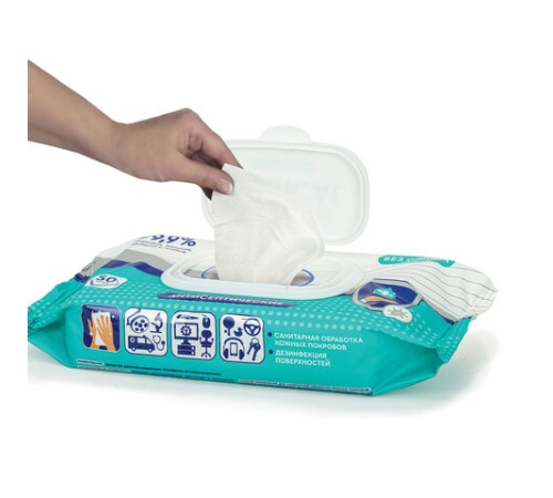 Антисептические салфетки влажные 50 штук SMART MEDICAL, без спирта, крышка-клапан, 72034