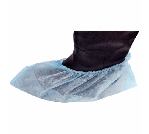 Бахилы из спанбонда низкие с двойной подошвой КОМПЛЕКТ 50 штук (25 пар), 65 г/м2, ГЕКСА, голубые