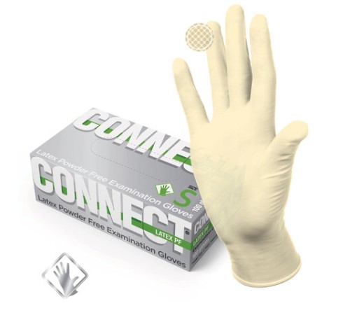 Перчатки смотровые латексные 50 пар (100 штук), CONNECT, размер 6-7, S (малый)