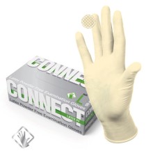 Перчатки смотровые латексные 50 пар (100 штук), CONNECT, размер 8-9, L (большой)