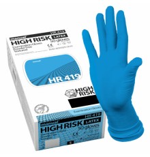 Перчатки латексные смотровые MANUAL HIGH RISK HR419 Австрия, 25 пар (50 штук), размер 8-9, L (большой)