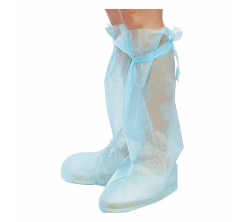 Бахилы стерильные из спанбонда высокие с завязками, 25 г/м2, одна пара в индивидуальной упаковке