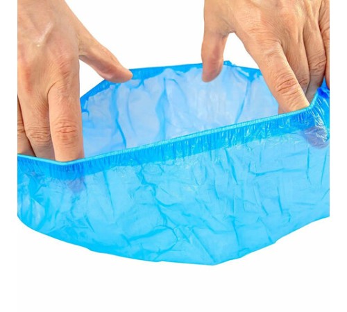 Бахилы ПРОЧНЫЕ текстурированные, КОМПЛЕКТ 100 штук (50 пар), 40х15 см, 50 мкм, 5 г, ПВД