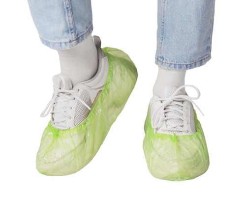 Бахилы зеленые КОМПЛЕКТ 100 штук (50 пар) СТАНДАРТ+, размер 40х14 см, 18 мкм, 2,5 г, ELEGREEN