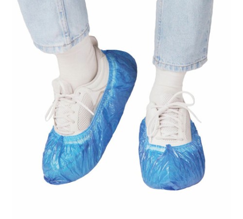 Бахилы двухслойные КОМПЛЕКТ 600 штук (300 пар) STRONG ПРОЧНЫЕ, размер 40х14 см, 100 мкм, 10 г, ELEGREEN