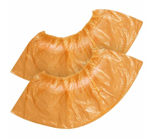 Бахилы оранжевые КОМПЛЕКТ 100 штук (50 пар) СТАНДАРТ+, размер 40х14 см, 18 мкм, 2,5 г, ELEGREEN