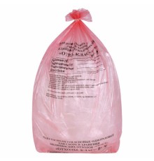 Пакеты для медицинских отходов КОМПЛЕКТ 100 шт., класс В (красные) 30 л, 50х60 см,10 мкм, ПТП 