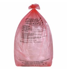 Пакеты для медицинских отходов КОМПЛЕКТ 100 шт., класс В (красные) 30 л, 50х60 см,16 мкм, ПТП 