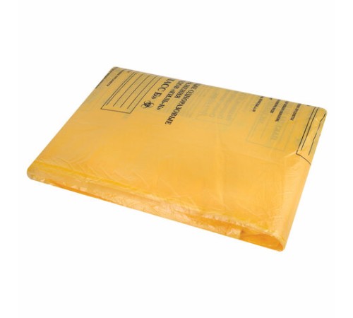 Пакеты для медицинских отходов КОМПЛЕКТ 50 шт., класс Б (желтые) 60 л, 70х80 см, 16 мкм, ПТП 
