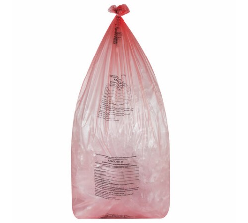 Пакеты для медицинских отходов КОМПЛЕКТ 50 шт., класс В (красные), 120 л, 70х110 см, 16 мкм, Респект