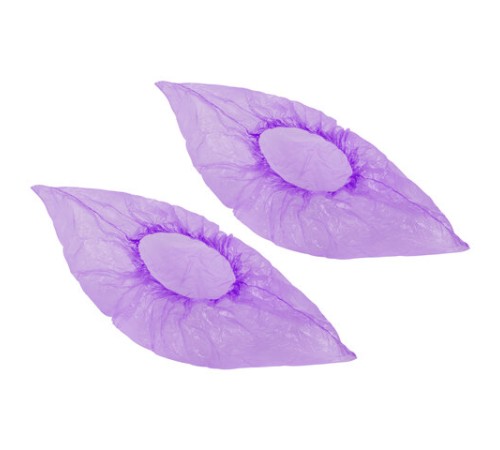 Бахилы MERIDIAN ПРОЧНЫЕ 3,8 г, фиолетовые, двойная резинка, КОМПЛЕКТ 100 штук (50 пар), 40х15 см, ПНД