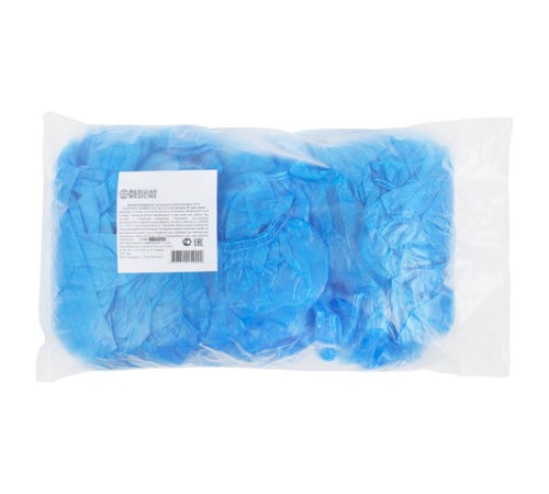 Бахилы MERIDIAN ОСОБО ПРОЧНЫЕ, 6 г, синие, двойная резинка, КОМПЛЕКТ 100 штук (50 пар), 40х15 см, 55 мкм