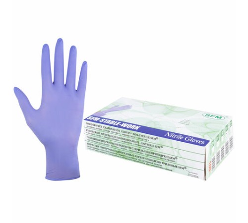 Перчатки нитриловые смотровые SFM Stable-Work/SUPERSOFT N 135, Германия, 50 пар (100 штук), размер 6-7, S (малый)