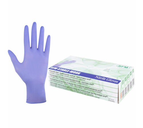 Перчатки нитриловые смотровые SFM Stable-Work/SUPERSOFT N 135, Германия, 50 пар (100 штук), размер 7-8, M (средний)